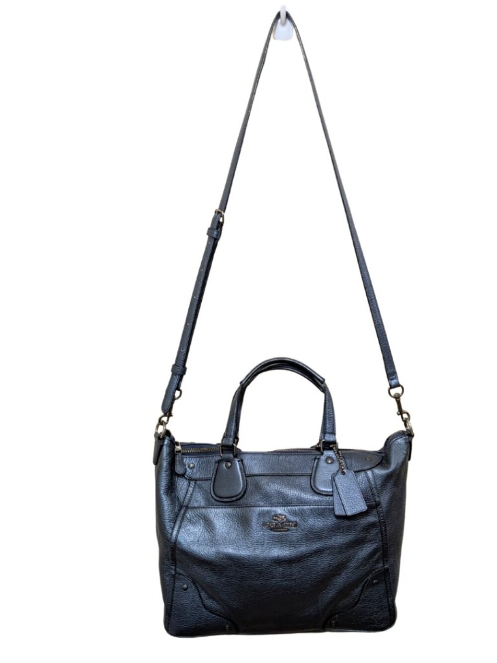 Coach Mickie Grain Leather Pearlized Blue Satchel w/ Tags  Adjustable Strap
